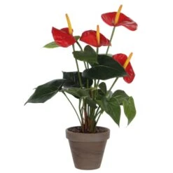 Anthurium Artificielle Rouge En Pot H40