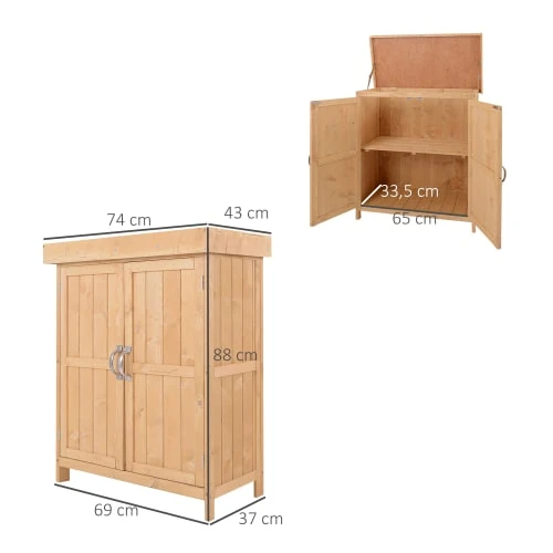 OUTSUNNY Armoire De Jardin Sur Pied 2 Portes étagère Toit Bitumé Relevable – Image 3