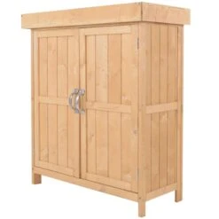 OUTSUNNY Armoire De Jardin Sur Pied 2 Portes étagère Toit Bitumé Relevable