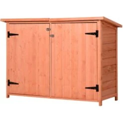 OUTSUNNY Armoire Jardin Sur Pied 2 Portes étagère Toit Bitumé Relevable Sapin