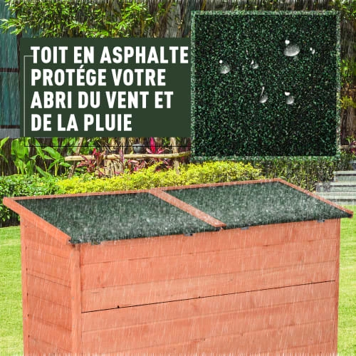 OUTSUNNY Armoire Jardin Sur Pied 2 Portes étagère Toit Bitumé Relevable Sapin – Image 6