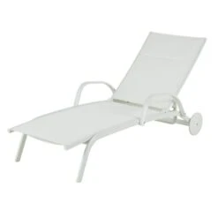 Bain De Soleil En Aluminium Et Toile Plastifiée Blancs