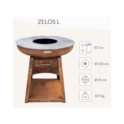 Barbecue Brasero En Acier Zelos Hauteur 87 Cm Diamètre 102 Cm – Image 2