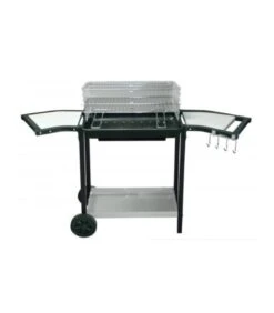 Barbecue Double Grille Et Repose-plats Sur Roulettes