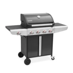 Barbecue Gaz Bazin 4 Anthracite 4 Brûleur 1 Feu Latéral