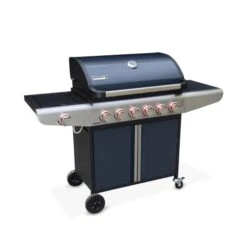 Barbecue Gaz Bazin Anthracite 6 Brûleurs Avec 1 Feu Latéral