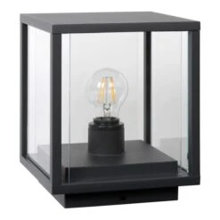 Borne Vintage Extérieure En Aluminium Noir Et Verre H25cm