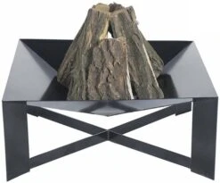 Brasero En Acier Pieds Croisés Design Peint Noir