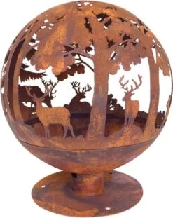 Brasero Rond En Métal Rouillé Forêt