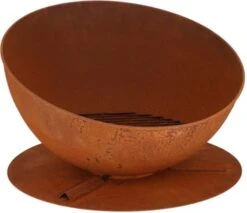 Braséro Rond Incliné Sur Disque En Fer Rouille