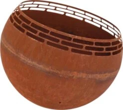 Brasero Sphère Design En Métal Rouille - Ajouré Pointillés