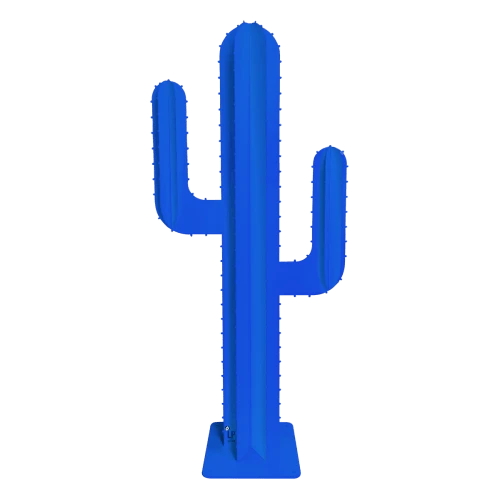 Cactus De Jardin 2 Branches 6 Feuilles Aluminium Bleu H 1,70m