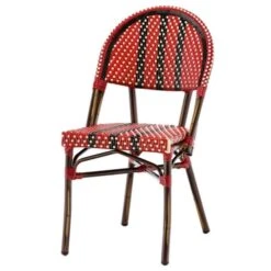 Chaise De Bistrot Extérieur En Rotin Rouge