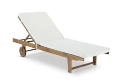 Chaise Longue En Bois Sur Roulettes Avec Coussin