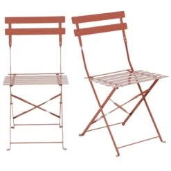 Chaises De Jardin Pliantes En Acier Terracotta (x2)