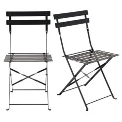 Chaises De Jardin Professionnelles Pliables En Acier Noir (x2)