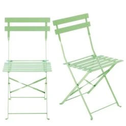 Chaises Pliantes De Jardin En Métal Vert D'eau (x2)
