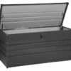 Coffre De Jardin En Acier Gris Foncé 132 X 62 Cm