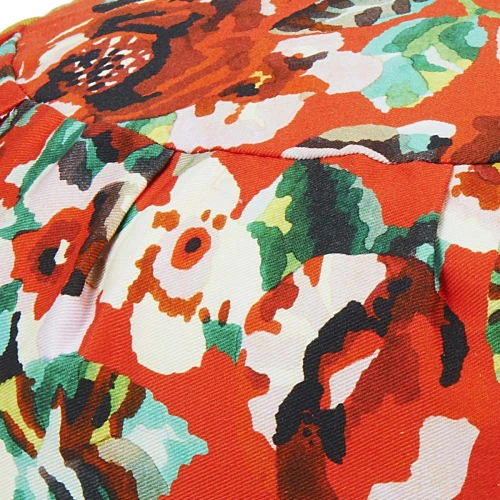 Coussin De Méditation En Coton Imprimé Fleuri Rouge – Image 2