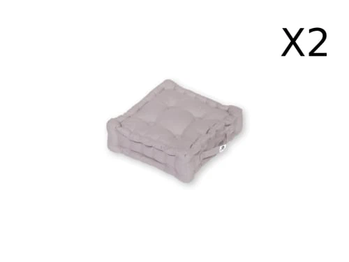 Coussin De Sol Lot De 2 - 40 X 40 Cm Gris Galet – Image 2