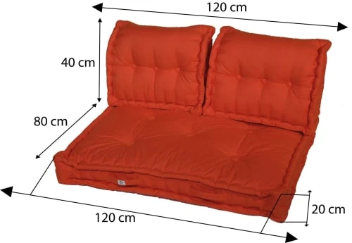 Coussins Pour Palette Capitonné En Polyester 120x80x20cm Orange – Image 5