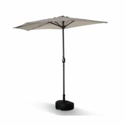 Demi Parasol De Balcon Droit Mât En Aluminium Toile Sable D250cm