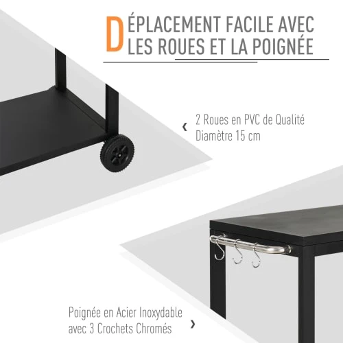 HOMCOM Desserte Pour Plancha Acier Noir – Image 6