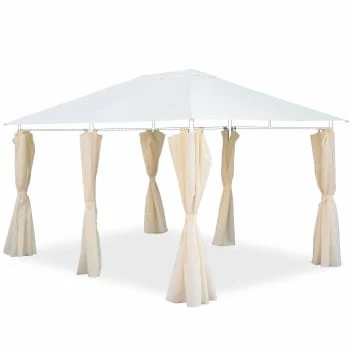 Ensemble Complet Toile De Toit Et Rideaux Taupe Pour Tonnelle 3x4m – Image 4