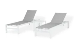 Ensemble De Chaises Longues Droites Et Table Basse De Jardin Blanc