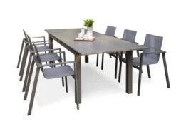 Ensemble Repas De Jardin 6 Places En Aluminium Taupe