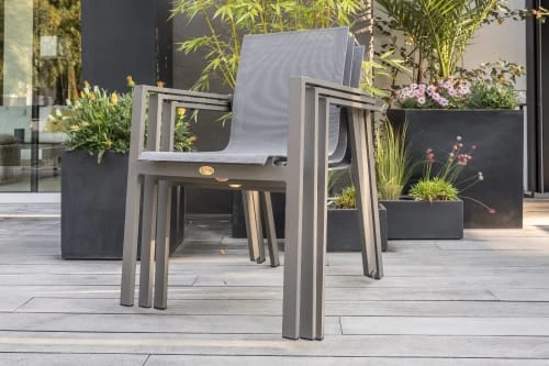 Ensemble Repas De Jardin 6 Places En Aluminium Taupe – Image 5