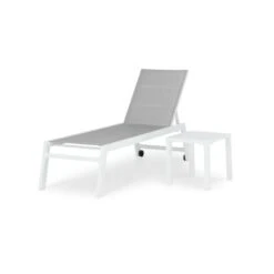 Ensemble Transat Haut Et Table De Jardin Blanche