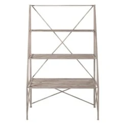 Etagère En Métal Gris Clair Effet Vieilli