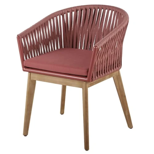 Fauteuil à Dîner De Jardin En Corde Tressée Terracotta Et Acacia Massif