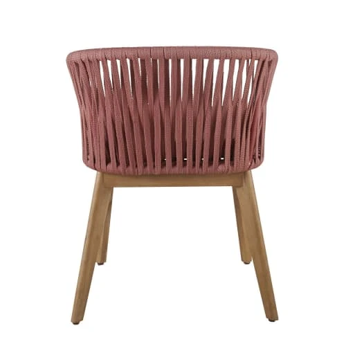 Fauteuil à Dîner De Jardin En Corde Tressée Terracotta Et Acacia Massif – Image 5