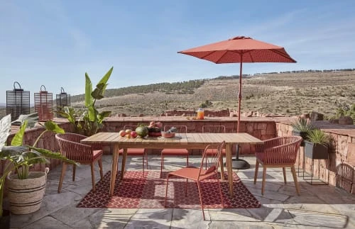 Fauteuil à Dîner De Jardin En Corde Tressée Terracotta Et Acacia Massif – Image 6