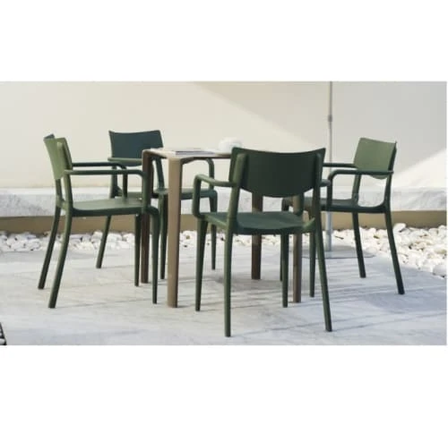 Fauteuil De Jardin Empilable En Polypropylène Renforcé Vert – Image 3