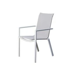 Fauteuil De Jardin En Aluminium Blanc Et Textilène Gris