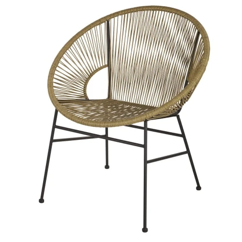 Fauteuils Professionnels En Résine Beige Et Métal Noir (x2) – Image 2