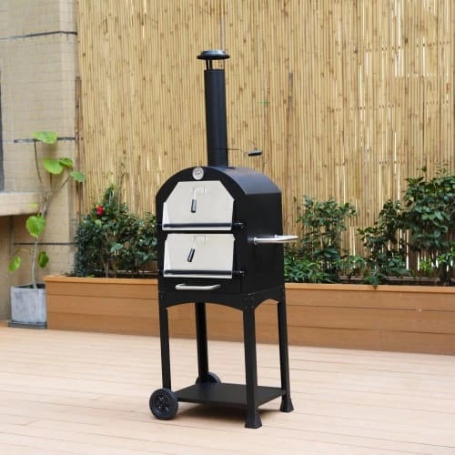 Four à Pizza D'extérieur Multifonctions Au Charbon De Bois Noir – Image 2