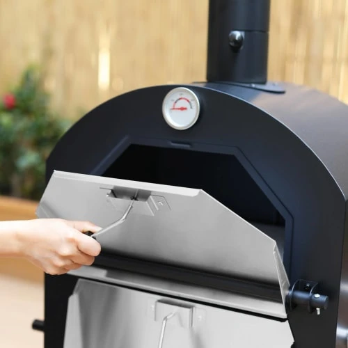Four à Pizza D'extérieur Multifonctions Au Charbon De Bois Noir – Image 3
