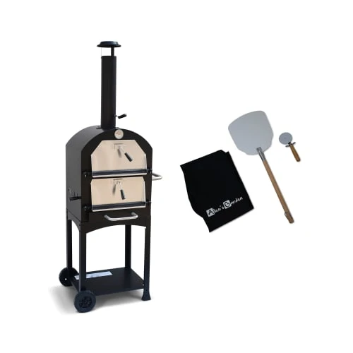 Four à Pizza D'extérieur Multifonctions Au Charbon De Bois Noir – Image 4
