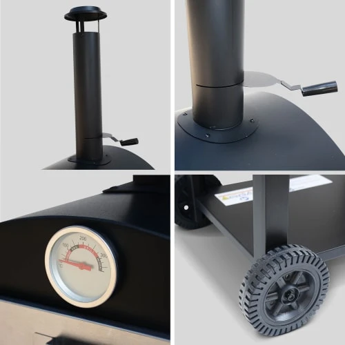 Four à Pizza D'extérieur Multifonctions Au Charbon De Bois Noir – Image 6