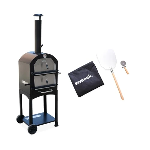 Four à Pizza D'extérieur Multifonctions Au Charbon De Bois Noir
