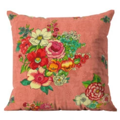 Housse De Coussin Extérieur Fleuri Corail 60x60