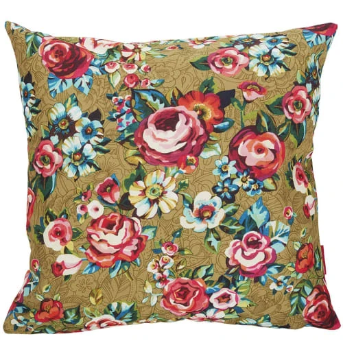 Housse De Coussin Extérieur Fleuri Doré 60x60