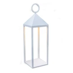 Lanterne Sans Fil Aluminium Blanc H47cm