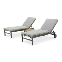 Lot De 2 Bains De Soleil + Table D'appoint