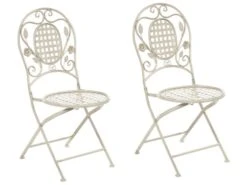 Lot De 2 Chaises De Jardin Blanc Cassé