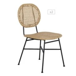 Lot De 2 Chaises En Résine Tressée Coloris Naturel